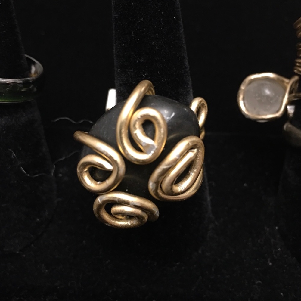 Original Adjustable Black Stone Ring - image 2